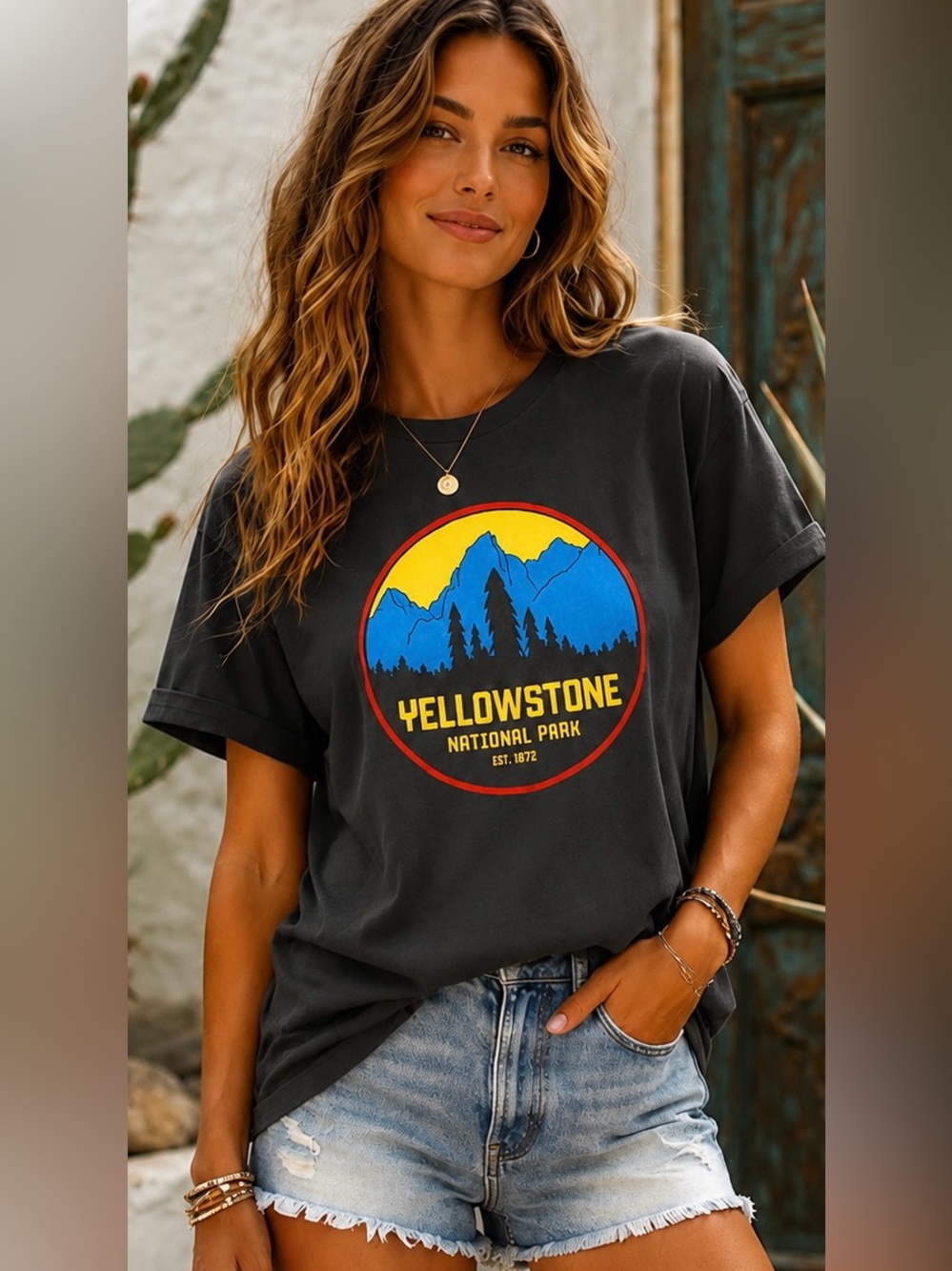 Vintage Yellowstone National Park Graphic Shirt Boyfriend Oversized Travel